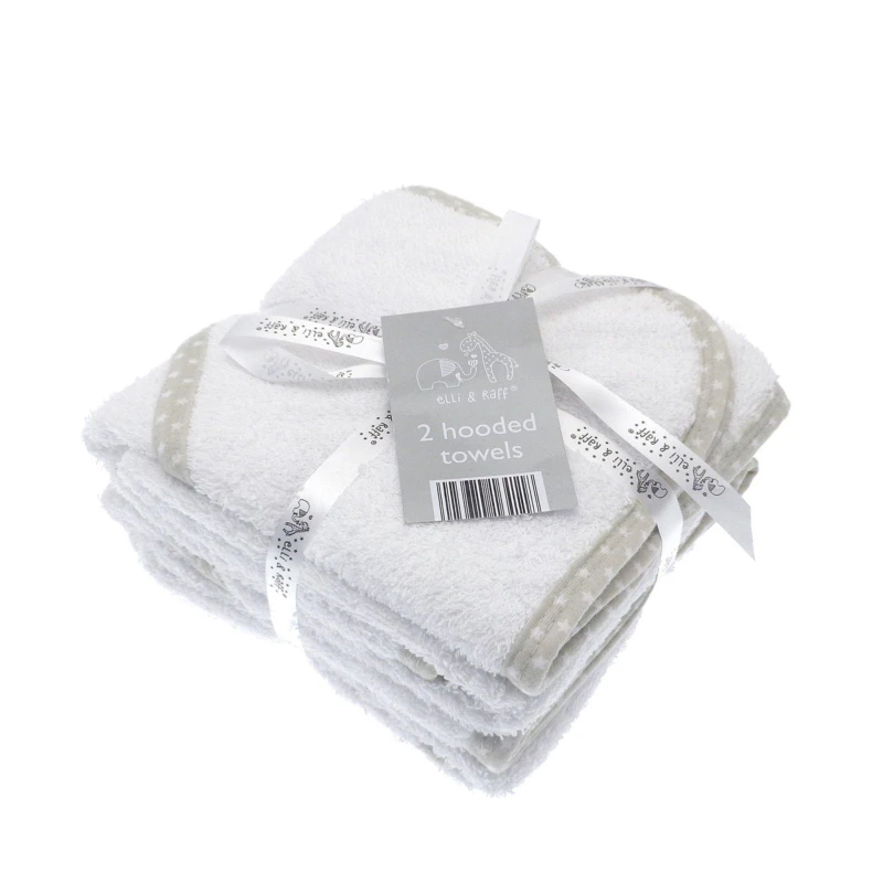 Image of Country Club Baby Towels 100% Cotton 2 Pack Hooded - White White unisex 75x75cm