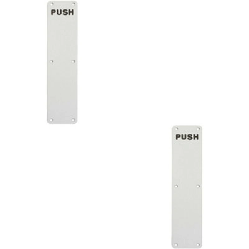 Image of Loops 2x Push Engraved Door Finger Plate 350 x 75mm Satin Anodised Aluminium Multi