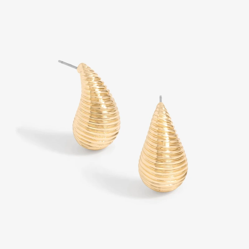 Image of Mood Gold Ridged Dome Hoop Earrings Gold