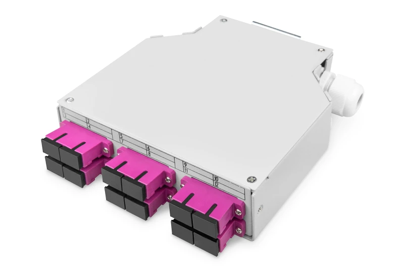 Image of Digitus Fiber optic DIN rail box. MM-OM4. assembled. with SC adapter a