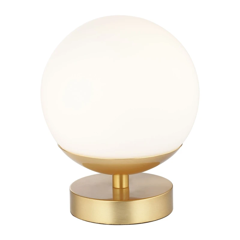 Image of Happy Homewares Modern Touch Dimmable LED Globe Glass Table Lamp with Brushed Base in Gold Gold Unisex