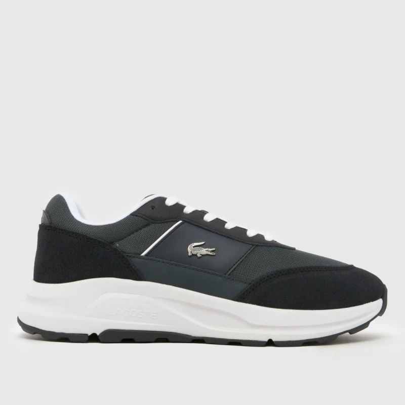Image of Lacoste Run Set Trainers in Black & White Black & White UK 12 (EU 47)