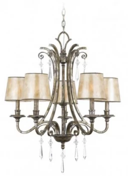 Image of 5 Light Multi Arm Chandelier Mottled Silver Finish, E14