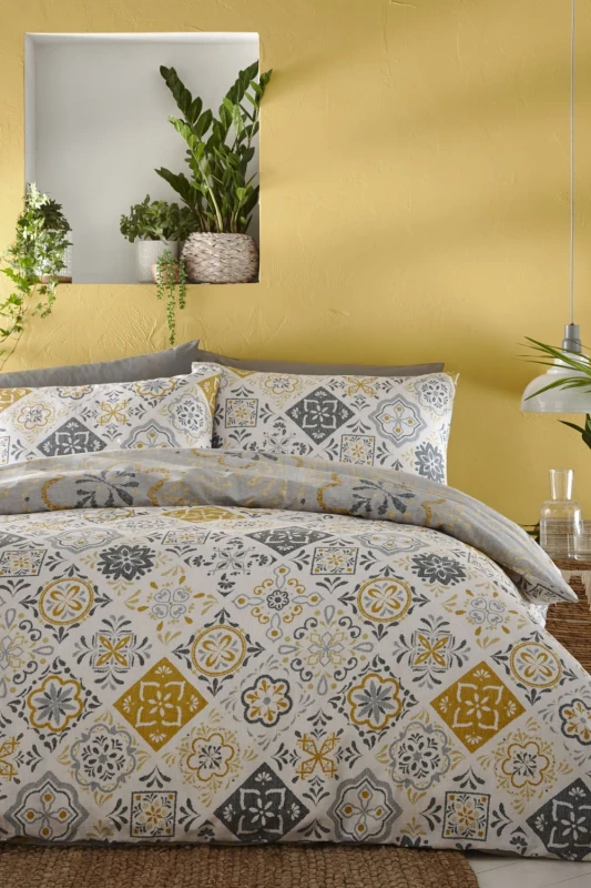 Image of Portfolio Home Morocco Print Duvet Cover Set Yellow