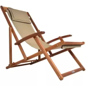 Image of Wooden Deck Chair Acacia Wood 4 Different Colours Beige