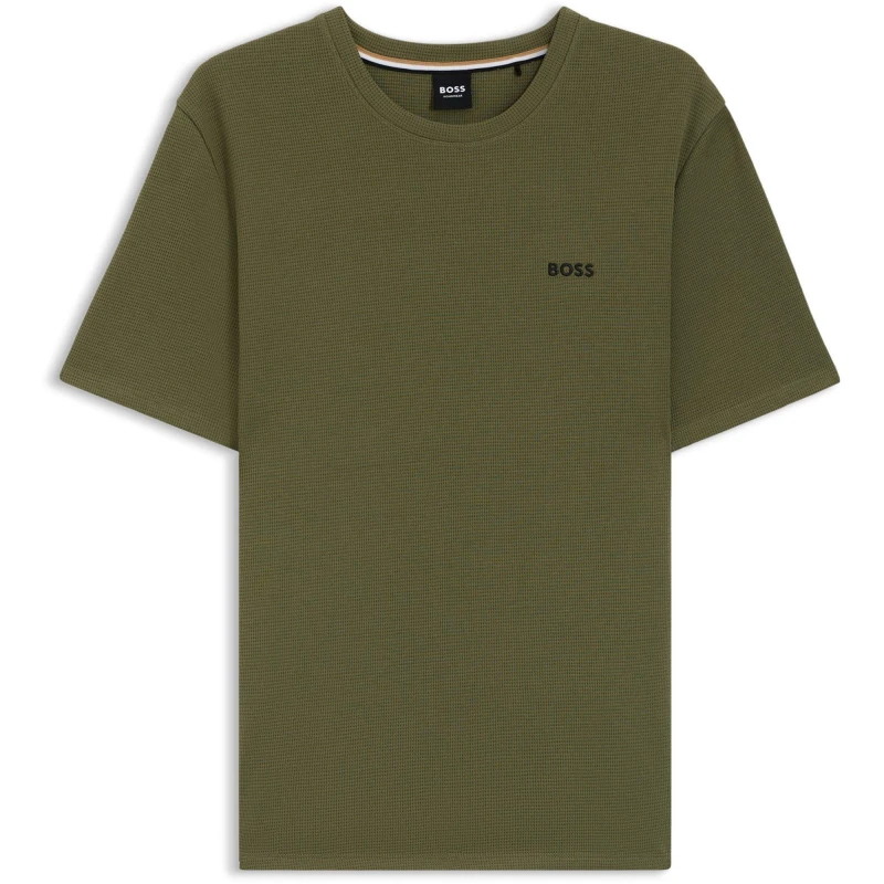 Image of Boss Mens Waffle T-Shirt, Structured Design Khaki 350 male Medium