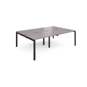 Image of Adapt double back to back desks 2400mm x 1600mm - Black frame and grey oak top