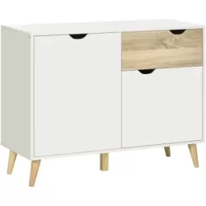 Image of Homcom - Free Standing Sideboard Storage Cabinet, Accent Cupboard with Drawer - White