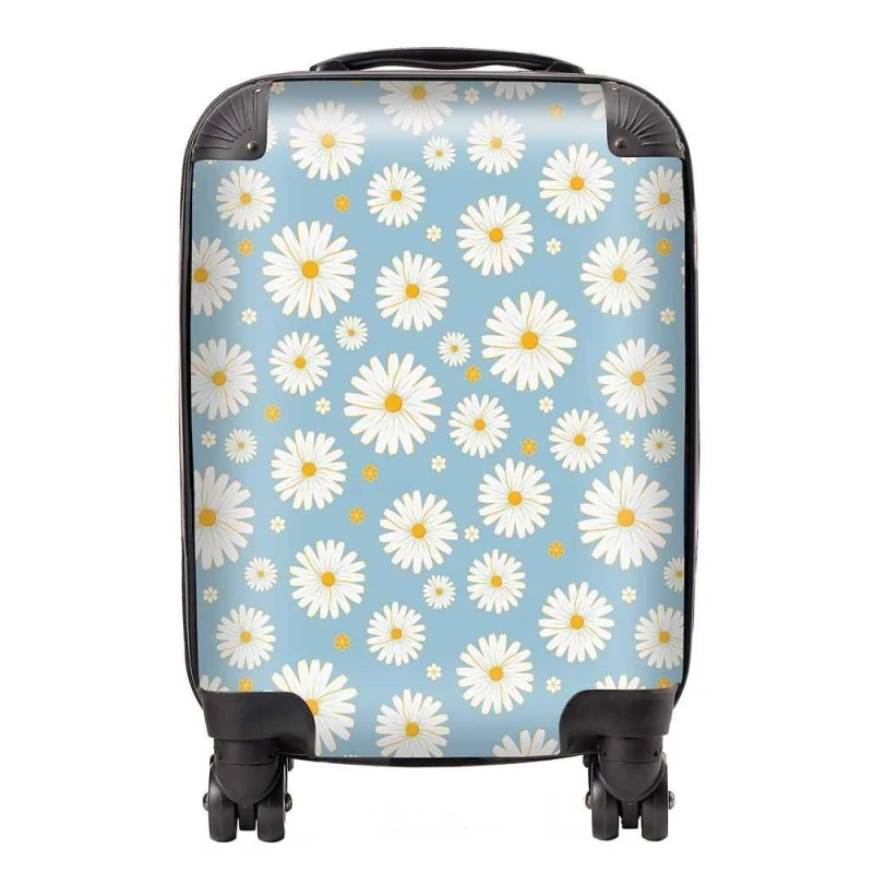 Image of Warren Reed - Designer Summer Daisy Pattern Suitcase in Blue Size: Small Blue Unisex Small