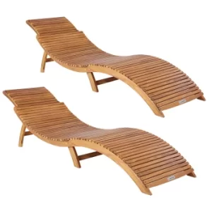 Image of Sun Lounger 2Pcs Acacia Wood FSC -certified Foldable
