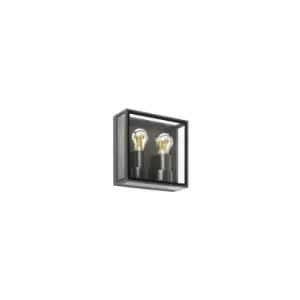 Image of Faro Pomo - Outdoor Box Wall Lamp Dark Grey 2x E27 IP65