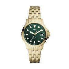 Image of Fossil Green and Gold 'Fb - 01 Sports Watch - es4746