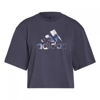 Image of adidas You for You Cropped Logo T-Shirt Womens - Legend Ink