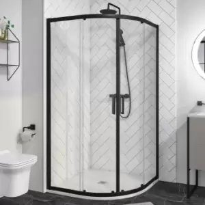Image of 900 x 760mm Black Offset Quadrant Shower Enclosure - Pavo