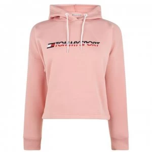Image of Tommy Sport Tommy Crop Logo Hoodie - Dusty Pink