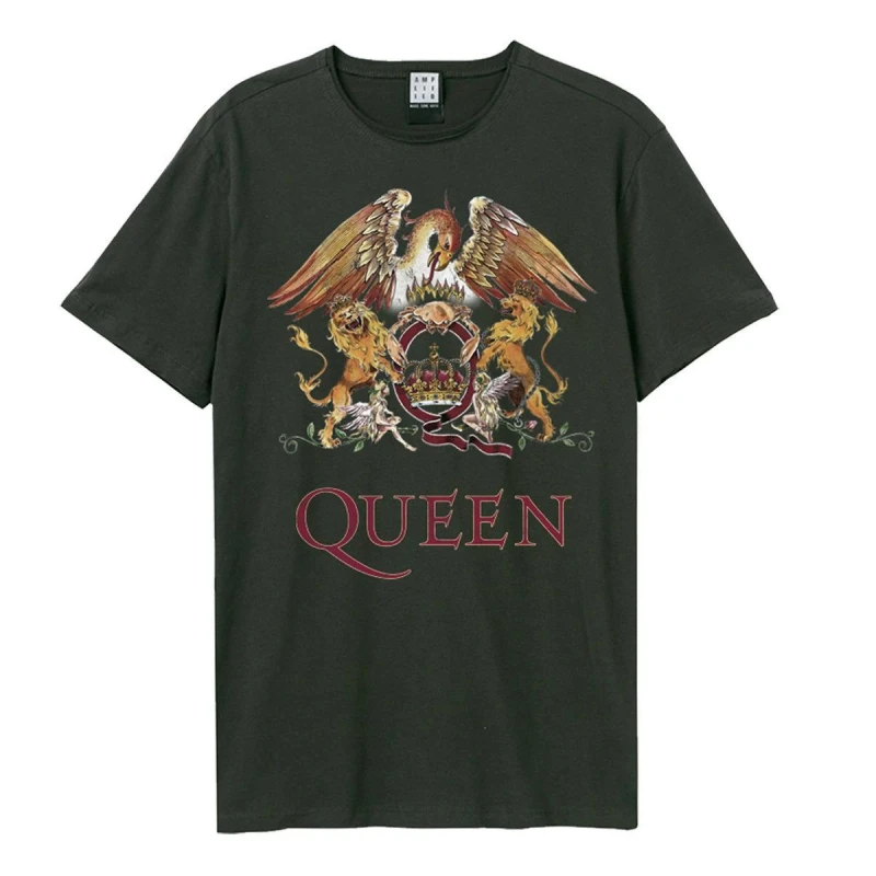 Image of Amplified Amplified Men Royal Crest Queen T-Shirt in Charcoal Size: Small Charcoal S Male 5063470346189