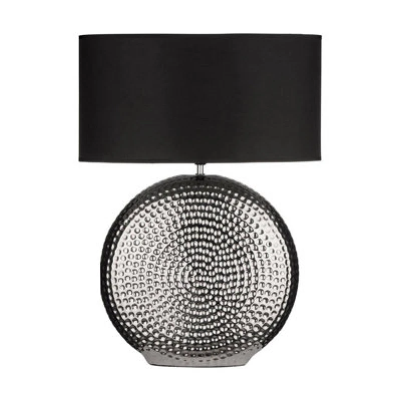 Image of Premier Housewares Interiors by Premier Small Hammered Chrome Finish Table Lamp Black
