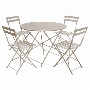 Image of Charles Bentley 5 Piece Round Folding Dining Set - Taupe