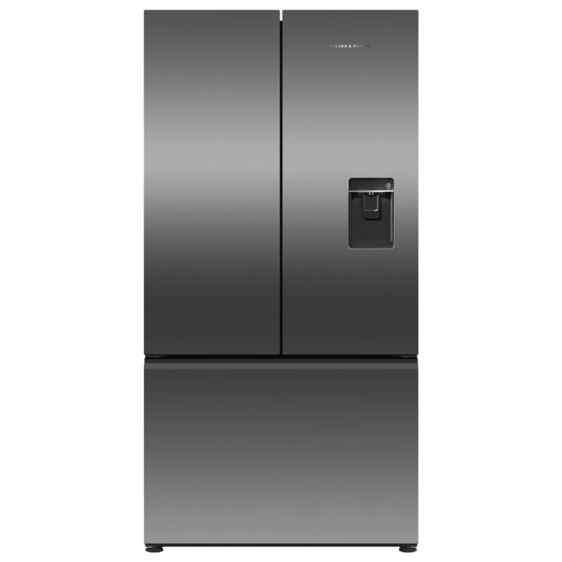 Image of Fisher & Paykel Series 7 Contemporary RF540ANUB6 WiFi Connected Plumbed Frost Free Multi-door American Fridge Freezer - Black Steel - E Rated