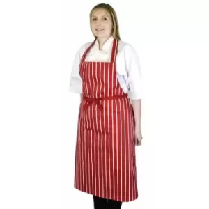 Image of BonChef Butcher Full Length Apron (Pack of 2) (One Size) (Red/White) - Red/White