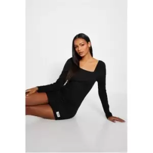 Image of I Saw It First Reclaim Sustainable Staples Rib Mini Dress - Black