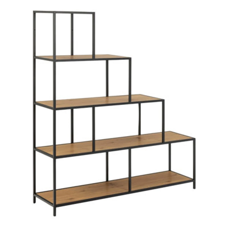 Image of Furniture To Go Seaford Bookcase With 4 Shelves In Black And Oak