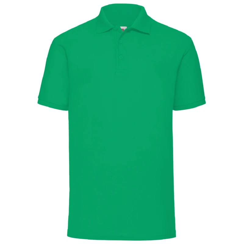 Image of Fruit Of The Loom Fruit of the Loom Men 65 35 Pique Short Sleeve Polo Shirt in Green Size: Small Green S Male 5055747648898