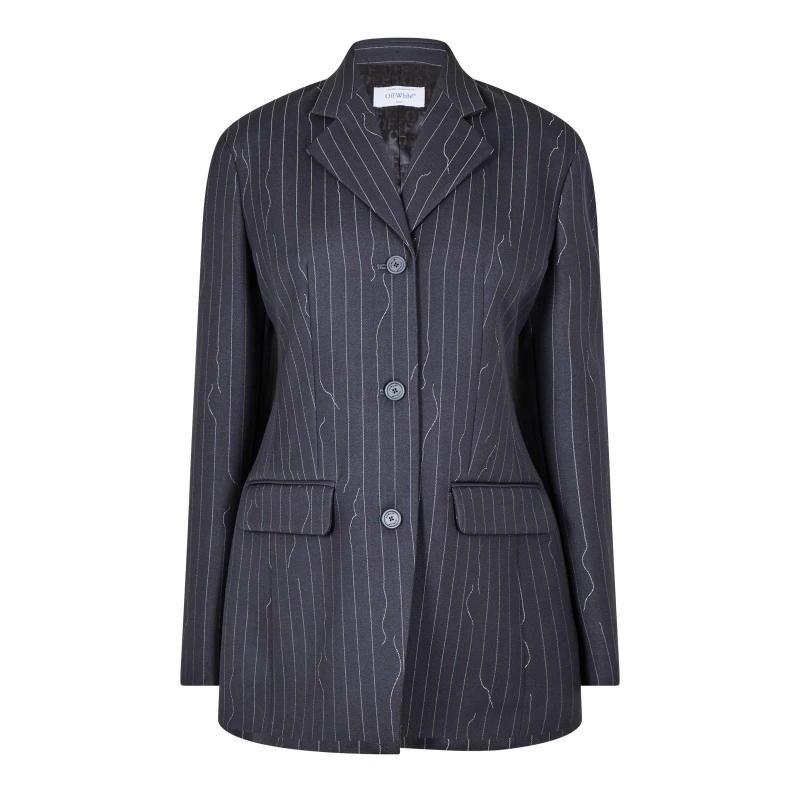 Image of Off White Womens Pinstripe Oversized Jacket Grey female 4 (3XS)