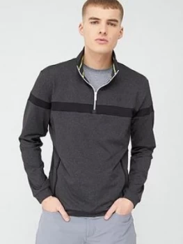 Image of Calvin Klein Golf Chest Stripe &Frac12; Zip Top - Grey Marl