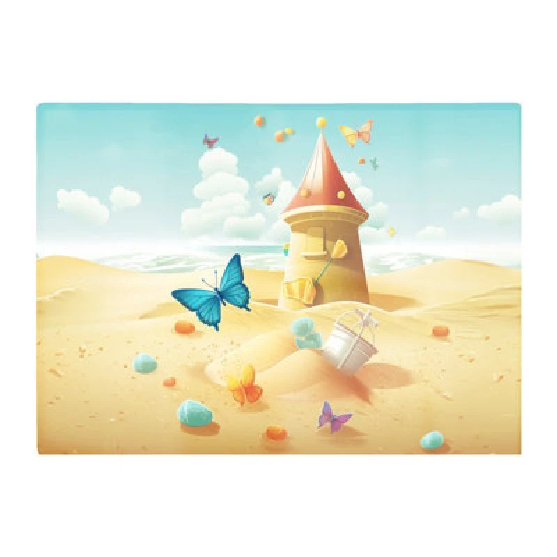 Image of Warren Reed Designer Butterflies On A Beach Holiday Glass Chopping Board