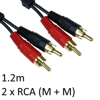 Image of 2 x RCA Plug (M + M) to 2 x RCA Plug (M + M) 1.2m Black OEM Cable