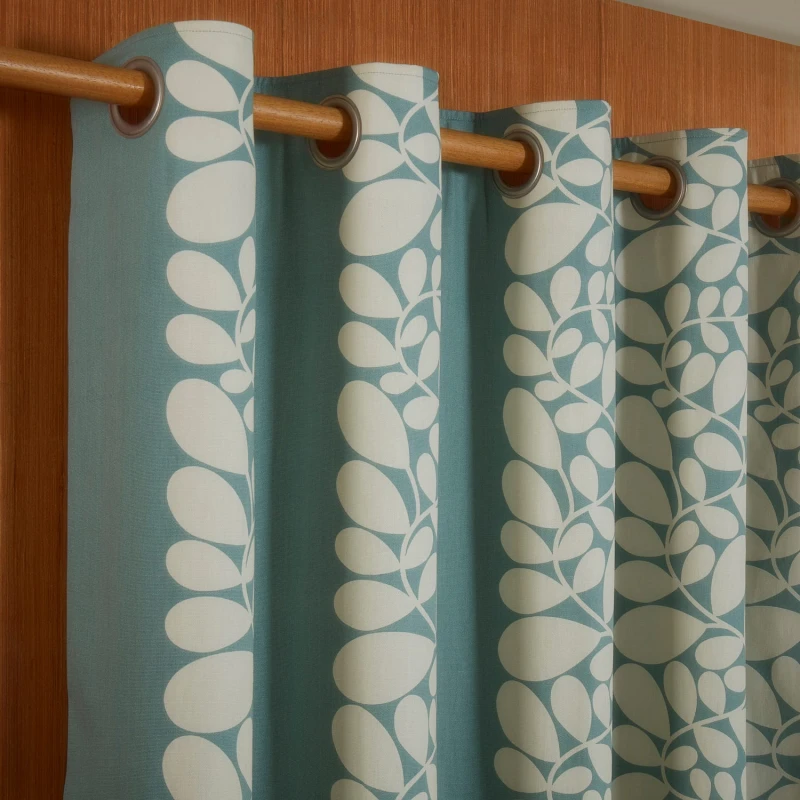 Image of Orla Kiely Sycamore Stripe Curtains, 117 X 137cm, Duck egg