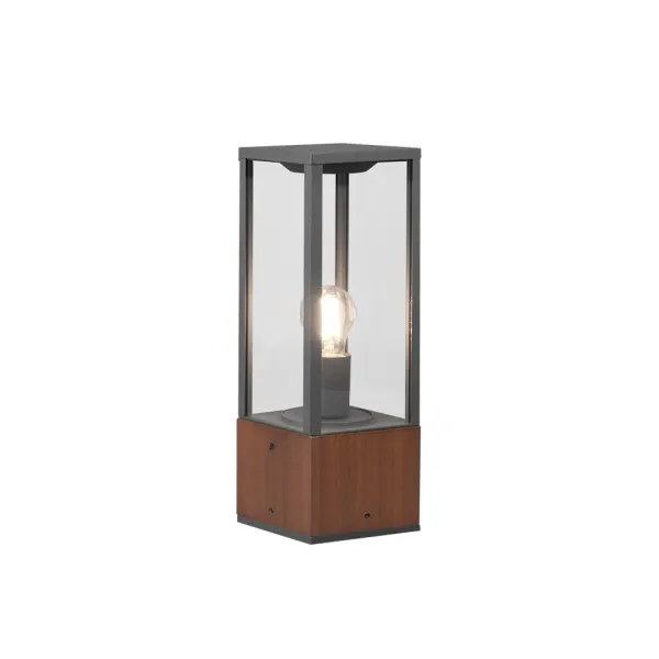 Image of Garonne Modern Outdoor Pedestal Light Wood coloured IP44