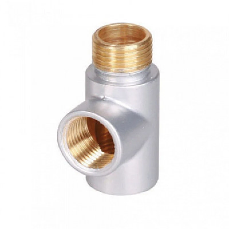 Image of Terma T Piece Silver Radiator Valve (Dia)15mm X ½"