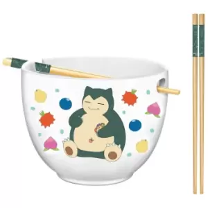 Image of Pokemon Snorlax Relaxing 20oz Ceramic Ramen Bowl with Chopsticks