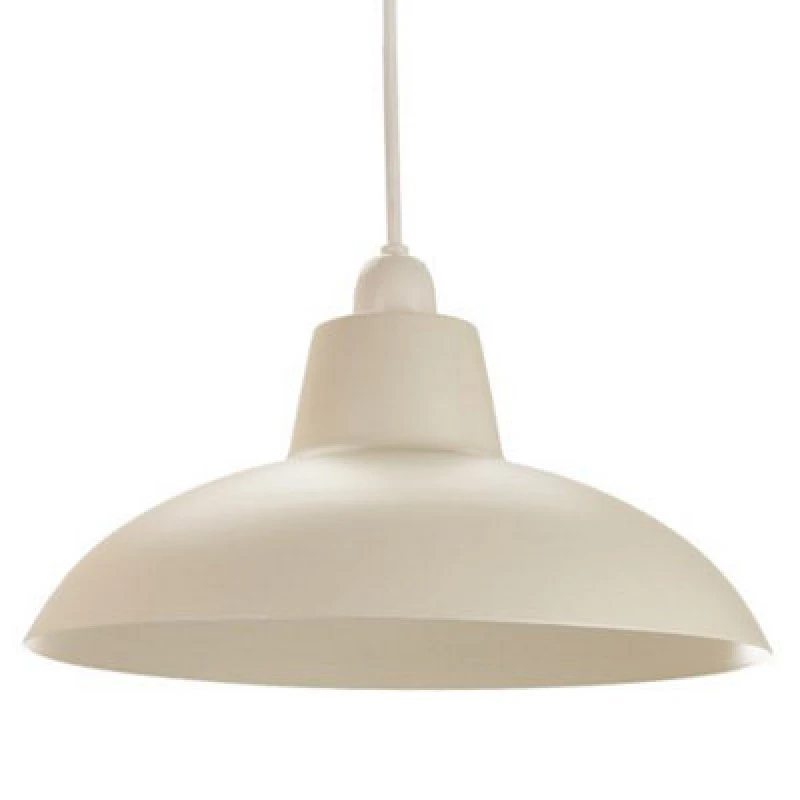 Image of Happy Homewares Industrial Retro Designed Matt Cream Curved Metal Ceiling Pendant Light Shade
