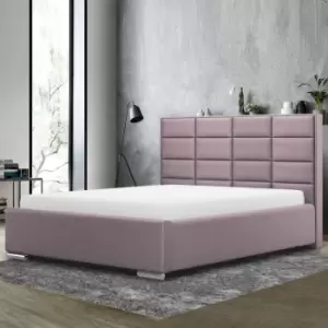 Image of Tuanso Upholstered Beds - Plush Velvet, Small Double Size Frame, Pink - Pink