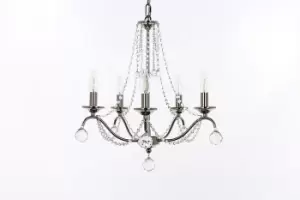Image of Neva 5 Light Bright Nickel 5 Arm Chandelier