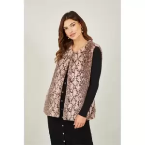 Image of Yumi Pink Snake Print Faux Fur Gilet - Pink