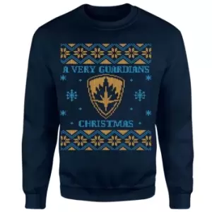Image of Marvel A Very Guardians Christmas Christmas Jumper - Navy - S