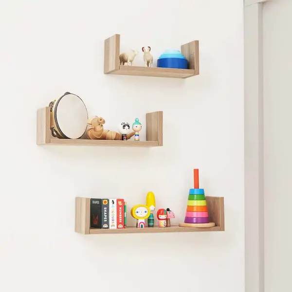 Image of Tutti Bambini Modena Set of Three UShaped Wall Shelves Light Brown