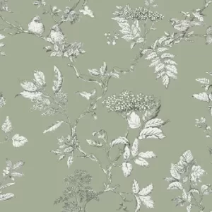 Image of Laura Ashley Elderwood Sage Wallpaper