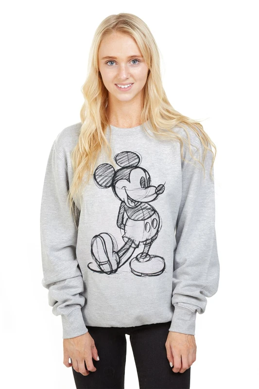 Image of Disney Mickey Mouse Sketch Cotton Sweatshirt Grey