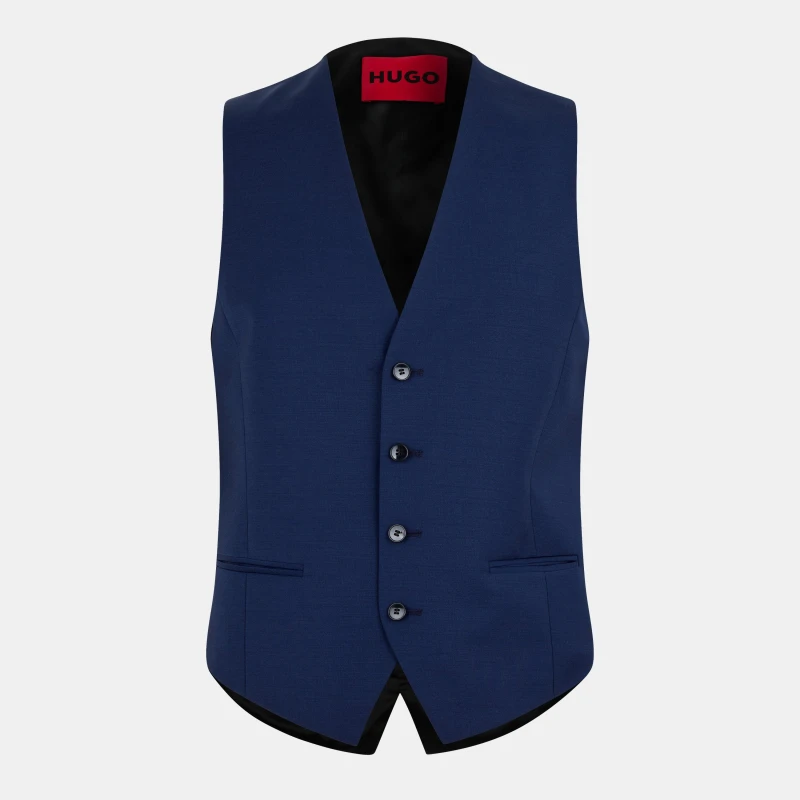 Image of Hugo Mens Slim-fit Formal Waistcoat Open Blue 463 male 36 R (46)