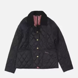 Image of Barbour Girls Barbour Summer Liddesdale Quilted Jacket - Black/Rose Blush - XXL (14-15 Years)