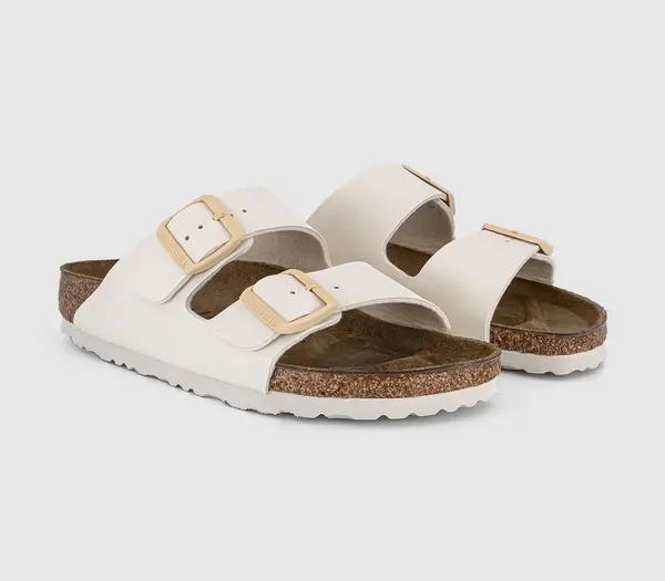 Image of Birkenstock Womens Arizona Two Strap Sandals Eggshell BF Natural, 7