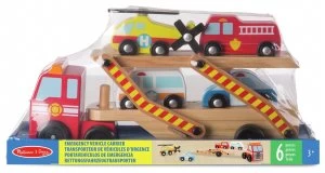 Image of Melissa & Doug Wooden Emergency Vehicle Carrier