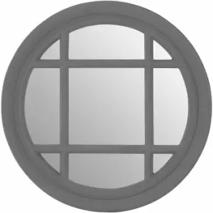 Image of Premier Housewares - Flat Wood Round Grey Wall Mirror