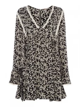 Image of Free People Like You Best Ditsy Print Mini Tea Dress Black
