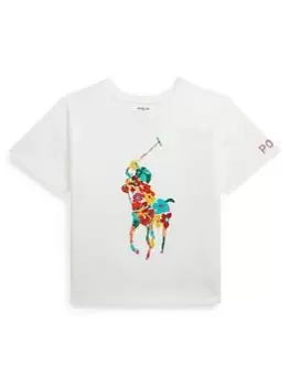 Image of Ralph Lauren Girls Print Boxy T-Shirt - Off White, Size Age: 12-14 Years=L, Women